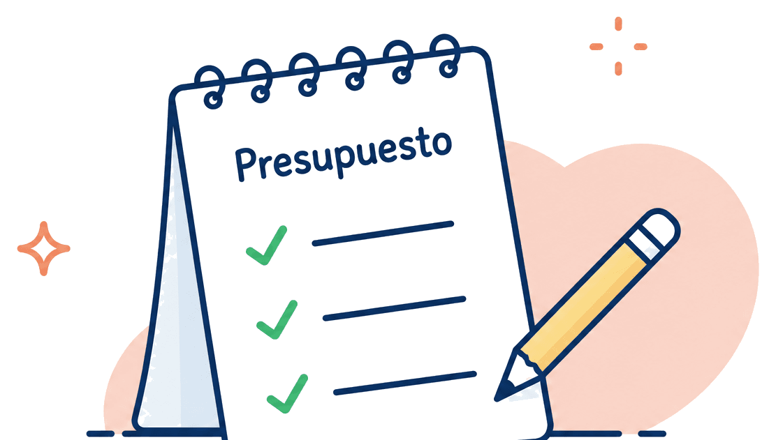 Libreta con presupuesto y lista de pendientes financieros
